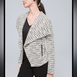White House Black Market Drape Front Boucle Jacket